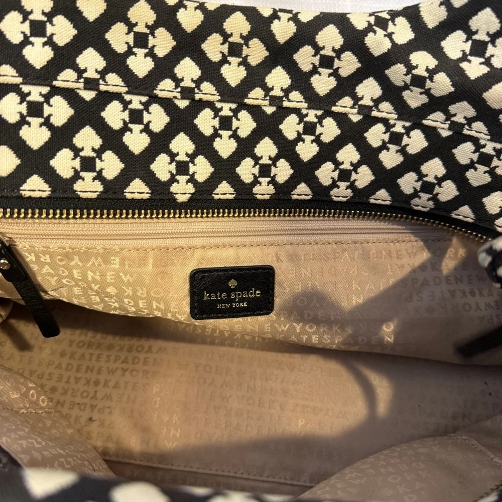Kate Spade Stevie Jacquard Shoulder Bag Black Pink White Rare Classic Tote‎
